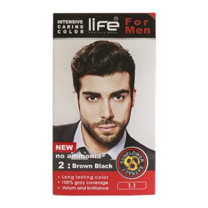 کیت رنگ مو بدون آمونیاک مردانه لایف قهوه ای سوخته شماره2