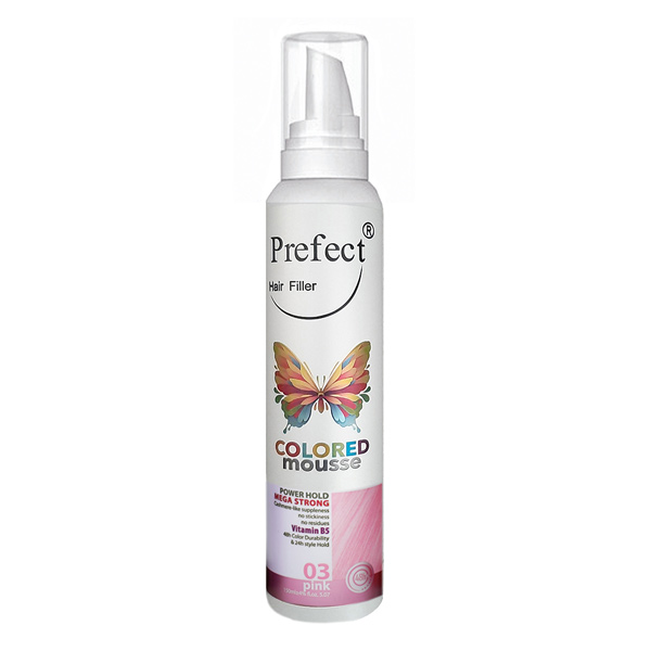 موس مو رنگی فانتزی صورتی پرفکت شماره 03 Prefect HairFiller Colored mousse 150ml